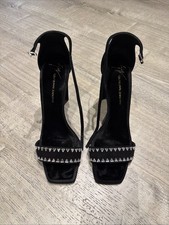 Giuseppe, Zanotti Black Satin Open Toe Pumps. Size 10 Women