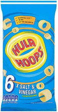 Hula Hoops - SALT & VINEGAR Multipack 6 X 24G Bags - Deliciously Crunchy Potato