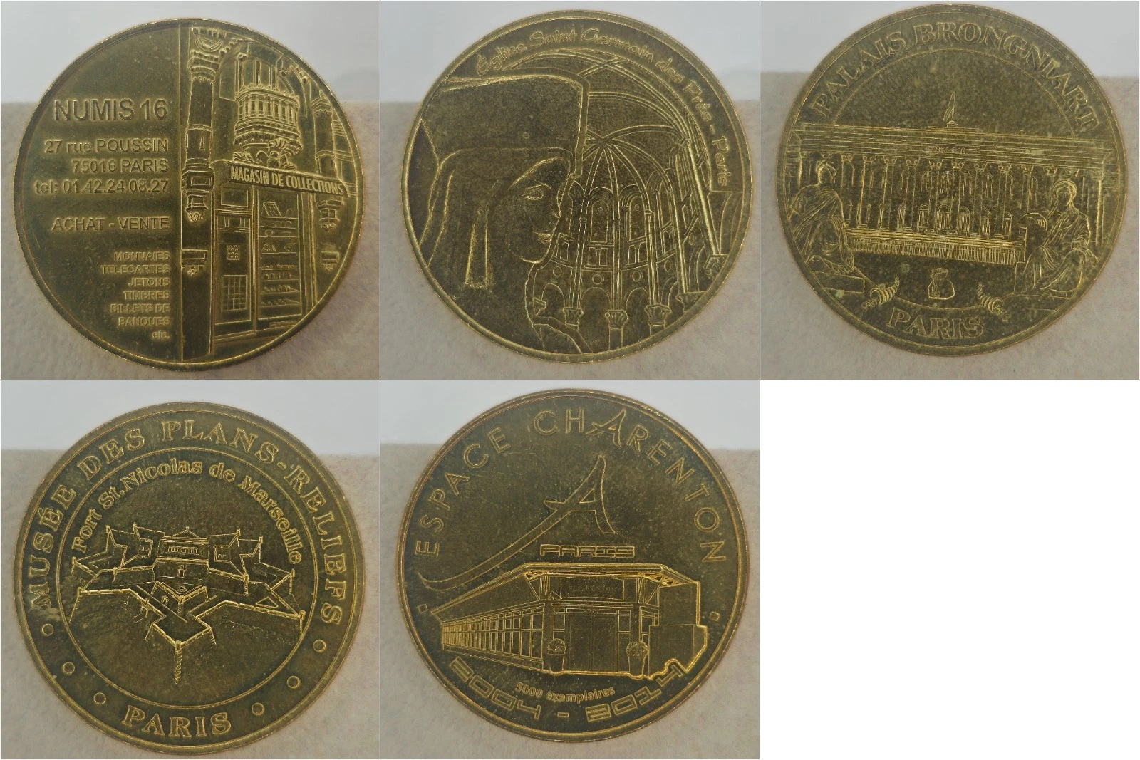 Paris - Lot Jetons Touristiques Médailles Souvenirs Monnaie de Paris