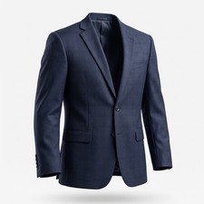 Jos. A. Bank 1905 Tailored Fit Navy Blue Plaid Wool Blend Blazer Jacket 40R
