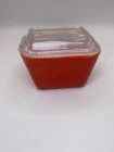 Vintage Pyrex Primary Red Refrigerator Dish 501B 1½ Cup w/ Lid 3.5” x 4”