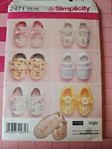 Simplicity Pattern 2471 Baby Shoes 6 Styles UNCUT - Picture 1 of 2