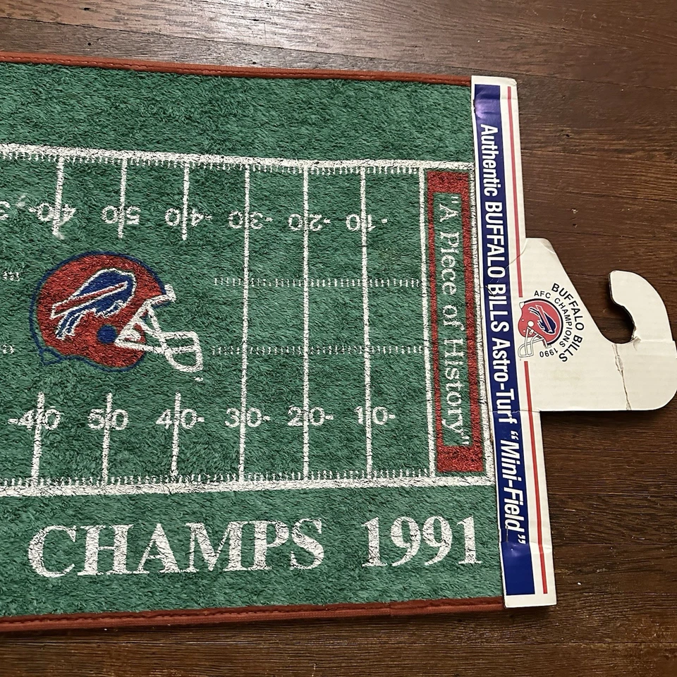 Alfombrilla de puerta de césped de campo Buffalo Bills AFC Champs 1991 de colección rara nueva nunca usada Foto 3 de 4