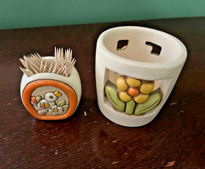 Vintage THUN Italy Ceramic Toothpick Holder and Vase