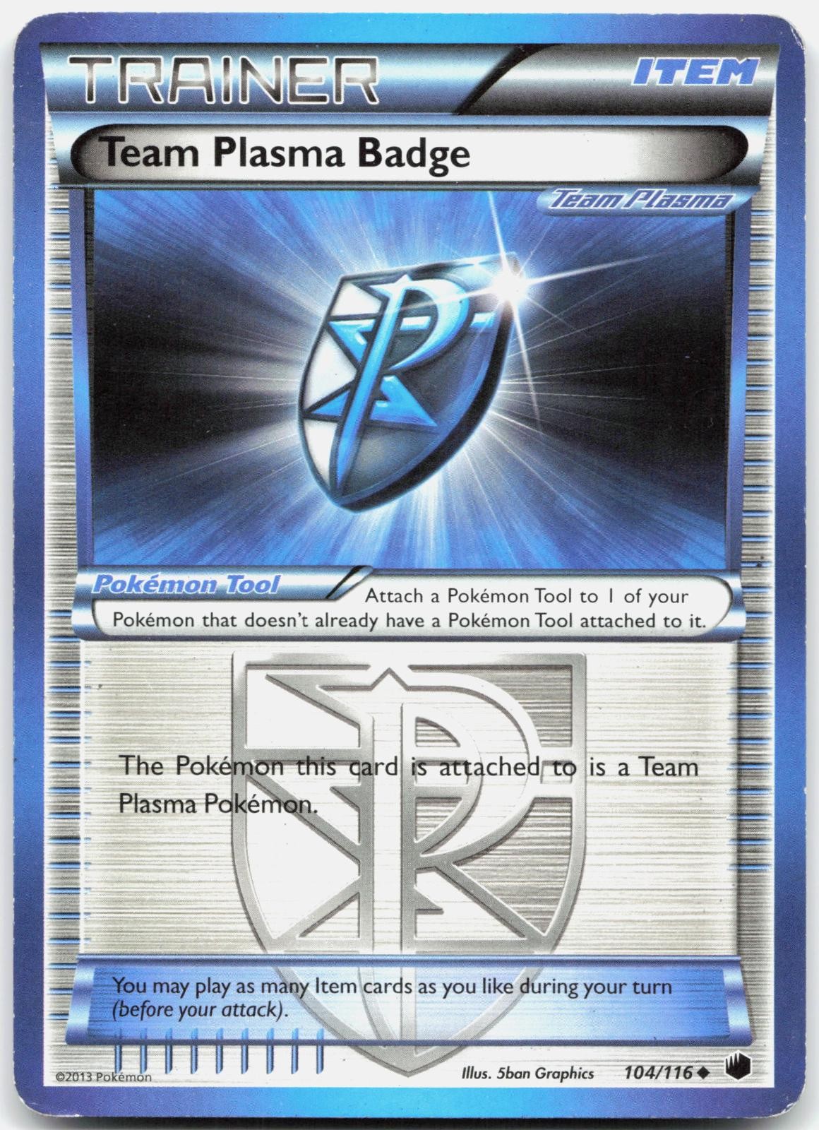 Team Plasma Badge 104/116 Uncommon Plasma Freeze Pokemon Moderately Played