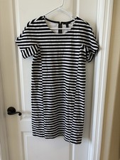 J. Crew Black and White Striped Midi Dress Small