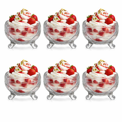 6 x Eisbecher Glas Fuß Dessert Cocktail Obst Puddingschalen Schalen