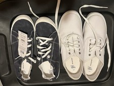 Time and Tru Women Sneakers 2-Pairs 1 White-1 Blue w/Memory Foam 228