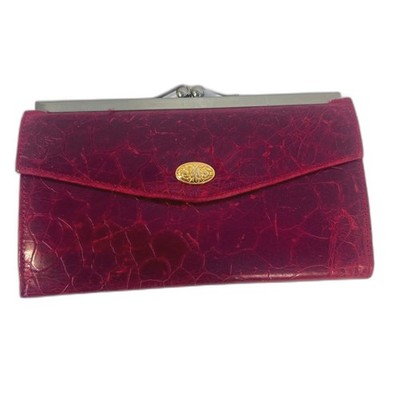 Oggi Domani Red Leather NEW Faux Croc VTG Kiss Lock Change Purse Chic Sassy