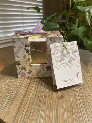 Papyrus NOTE ORGANIZER & PEN SET 600 Pages CUBE Paper Stack Pad Floral Gold READ