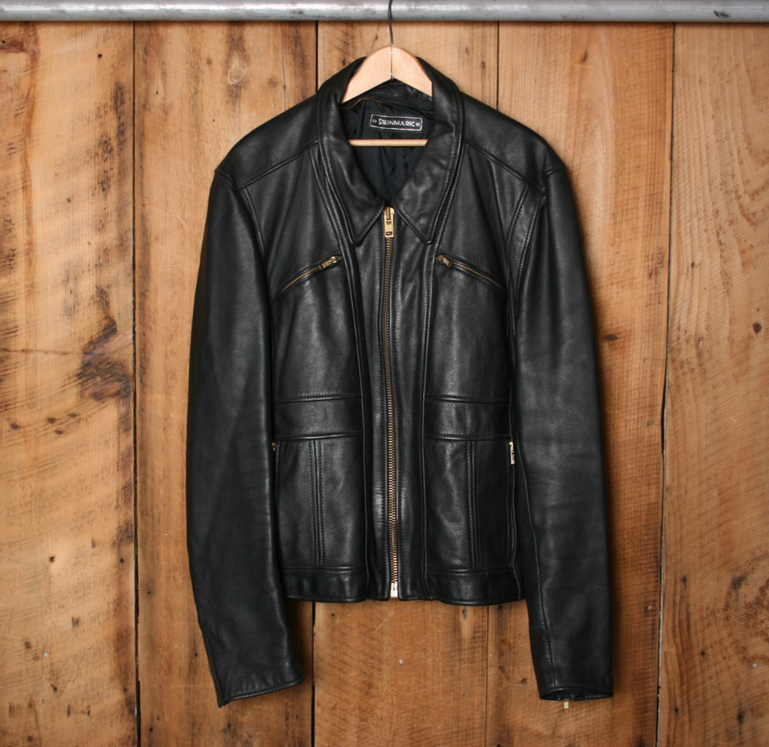 BROS. レザー ジャケット　SCHAFFEN Vintage STEINMARK Black Leather Motorcycle Jacket Men's Sz. 52