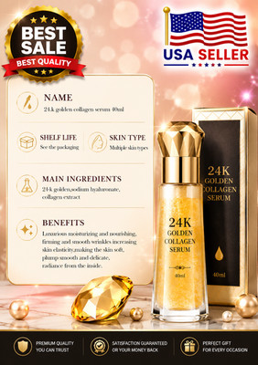 SADOER 24K Gold Collagen Serum Hydrating Anti Aging Face Essence Care New Gift