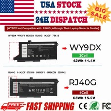   RJ40G/WY9DX Battery for Dell Latitude 5420 5520 Precision 3560 01K2CF 42Wh/62Wh