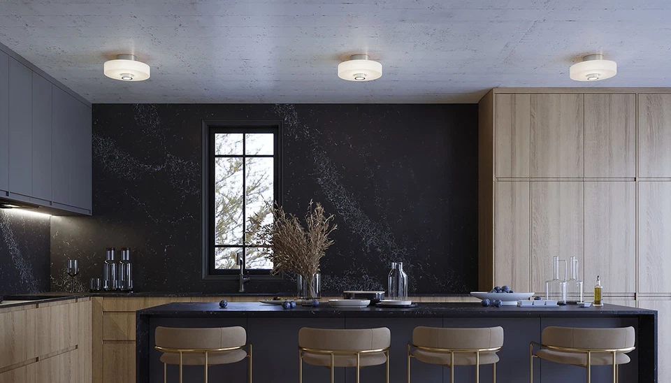 AFX SYDC13LAJUD Sydney 13"W Flush Mount Drum Ceiling Fixture - Black - Image 2 of 4