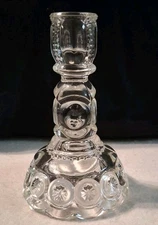 Vintage L. E. Smith Moon and Stars candle holder clear 6"