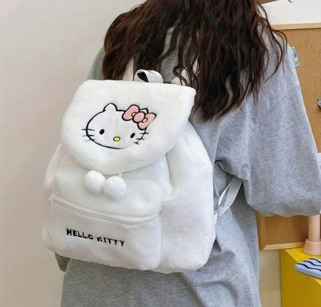 Sanrio Hello Kitty Furry Plush Backpack New Super Soft!