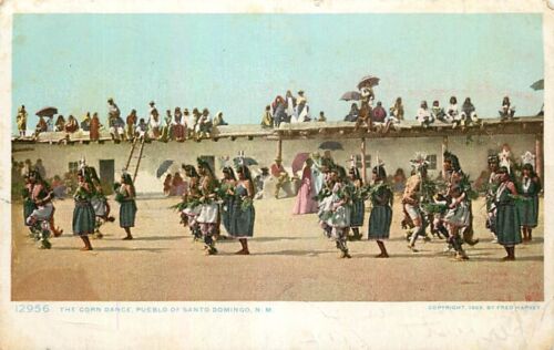 Fred Harvey Postcard The Corn Dance Pueblo of Santo Domingo New Mexico 12956 - Picture 1 of 2