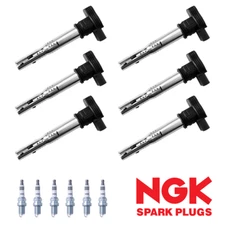 6 Ignition Coil & NGK Iridium Spark Plugs for 2009 Audi Q5 3.2L V6 UF575