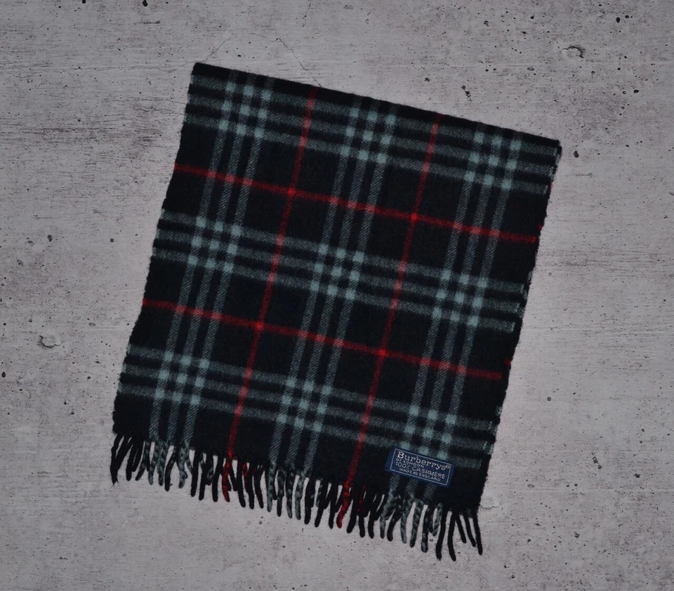 Bufanda de lana vintage Burberry Cashmere Nova Check logotipo azul Foto 2 de 4