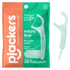 Plackers Micro Line Floss Picks Fold Out FlipPick Tuffloss Fresh Mint 36 Count72