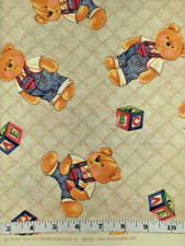 Quilted Bears Blocks 1yd 1769 Daisy Kingdom Fabric Sew Quilt Craft Cotton