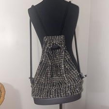 Rare O Bag Italy Sling Sack Backpack Bag Wool Tweed Rubber Bottom Anthropologie