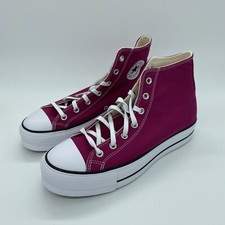 Converse Women's CTAS Lift High Top Platform Shoes A05471F Berry White Size 10