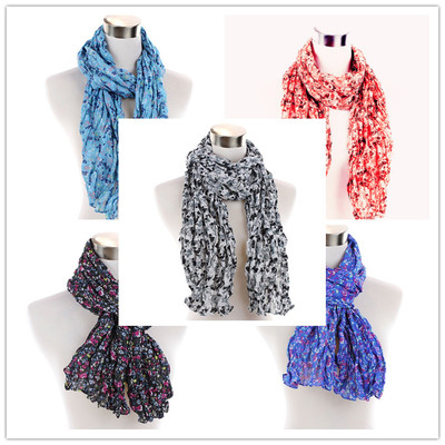 Fashion Floral Print Pretty Girls Multi Tones Scarf Wrap Scarves