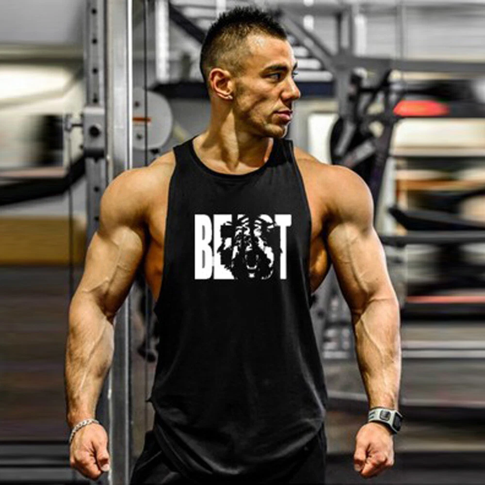 Soft Elastic Tank Top Men Gym Wear Slim Fit Strong Muscle Stringer Tank Top