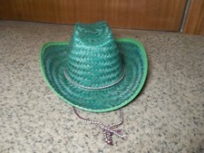 vintage 1950' s cowboy or cowgirl green western straw hat woven made Mexico F