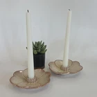 Frankoma Pottery Candleholders vintage Frankoma 300 flower dogwood blossoms ivor