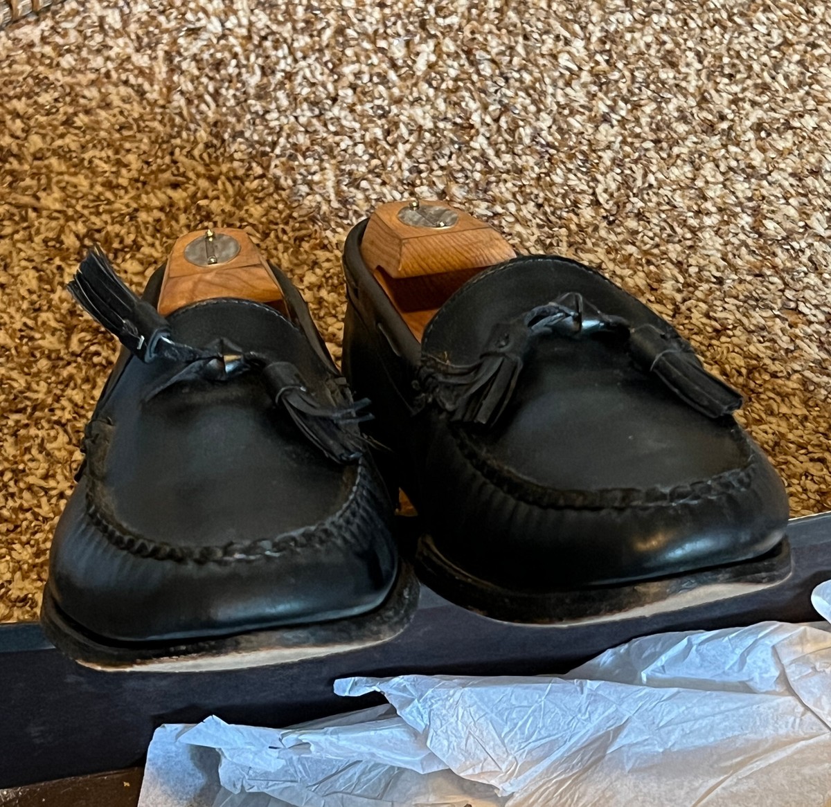 Allen Edmonds Naples Black Leather Tassel Loafer Dress Shoes 