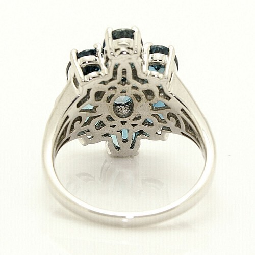 Barehipani Topaz Oval & White Topaz 6.70CT Genuine Sterling Silver RING Sz 8 New - Picture 4 of 7