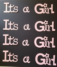 4 new "Its a Girl" baby words for greeting card die cuts scrapbook die cut