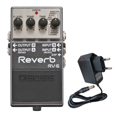 Boss RV-6 Reverb Pedal Studio-Hall + Netzteil