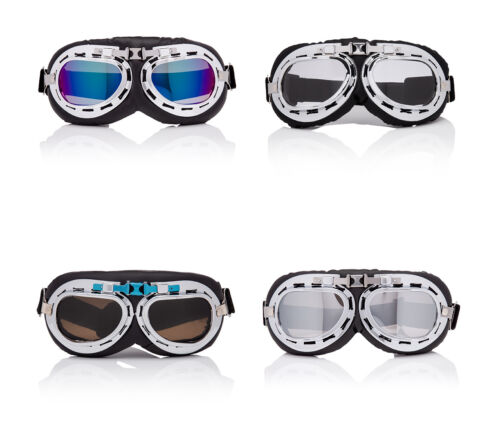 Vintage Style Flying Motorcycle Scooter Goggles Retro Cyber Steampunk Glasses UK - Picture 1 of 22