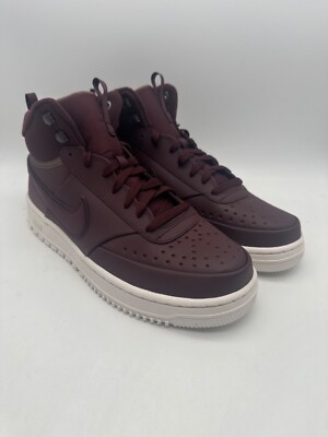 BRAND NEW Nike Court Vision Winter Burgundy Mid Top Sneakers DR7882-600 Sz 9.5