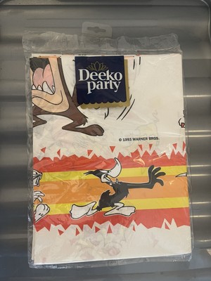Vintage 1993 Warner Bros Tischdecke Bugs Bunny Daffy Duck Taz Tweety Deeko Party