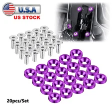 20pcs Purple Billet Aluminum Fender Bumper Washer Bolt Engine Bay Dress Up Kit