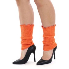 ORANGE LADIES 1980'S LEG WARMERS ADULTS DISCO FANCY DRESS LEGWARMER TUTU