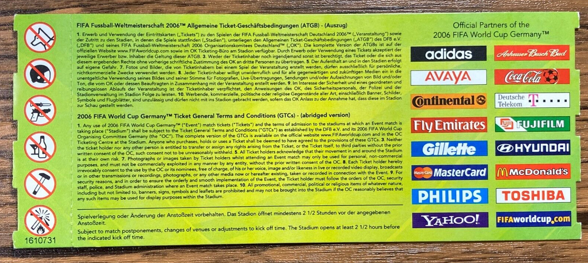 FIFA World Cup 2006 Germany Ticket - Match #28 Japan Croatia