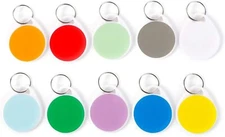 100 Pack Plastic Key Tags 1.5 Inch Round White Split Ring Writable Hanging Label