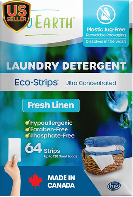 Compact Dry Laundry Detergent Sheets - up to 128 Loads (64 Sheets) - Paraben-Fre
