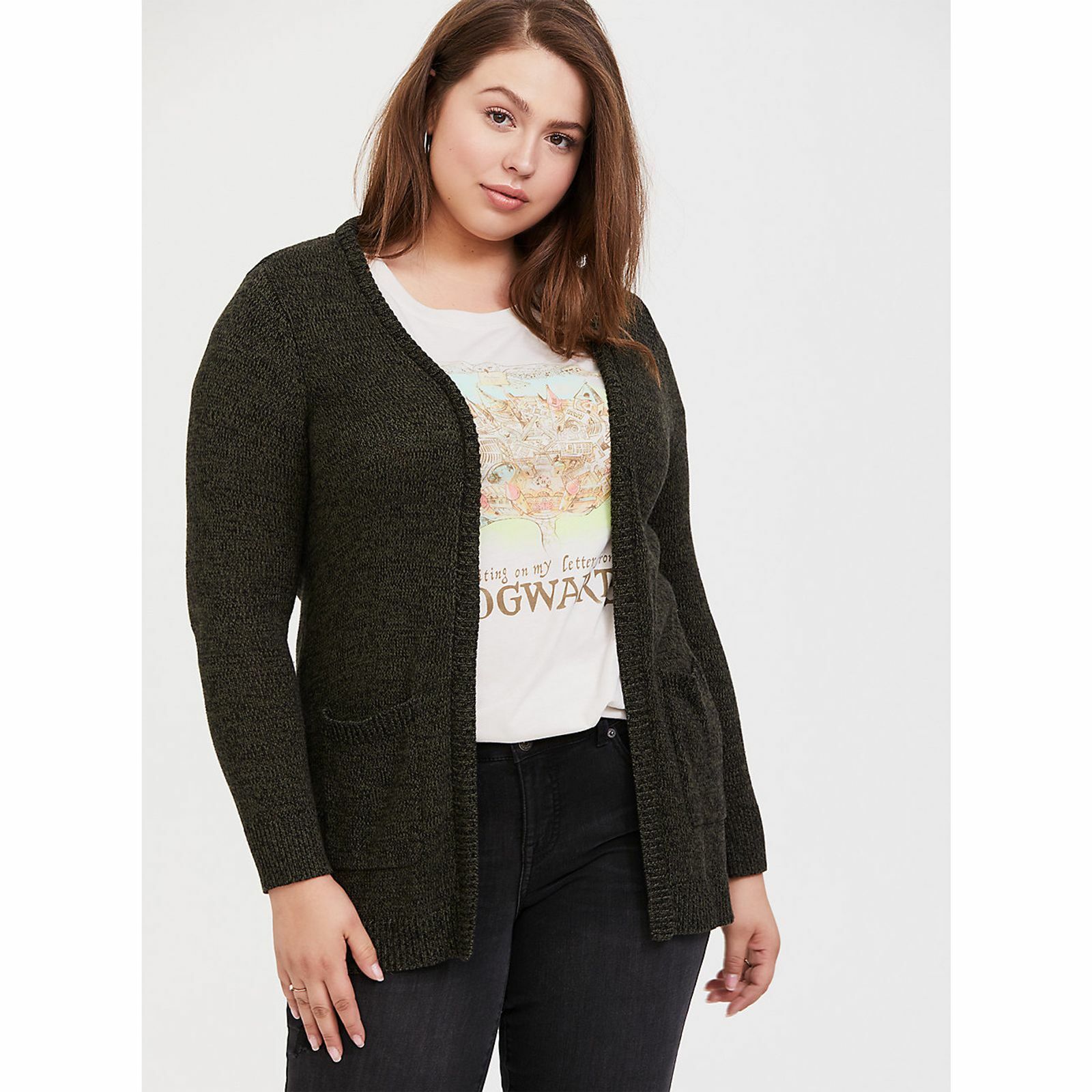 marled open front cardigan