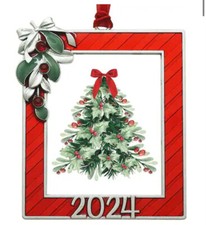 Picture Frame Ornament 2024 Red Rectangle Mistletoe Christmas Photo Gift DIY