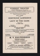 Gertrude Lawrence "LADY IN THE DARK" Kurt Weill / Ira Gershwin 1942 Playbill