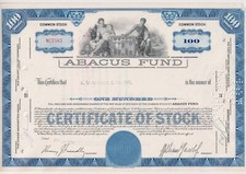 Abacus Fund Stock Certificate Massachusetts
