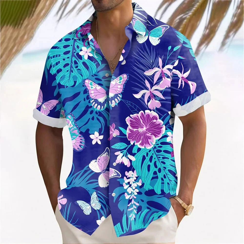 Hawaiian Shirts Men Aloha Summer Casual Beach Button Down Cruise Holiday Party image 3