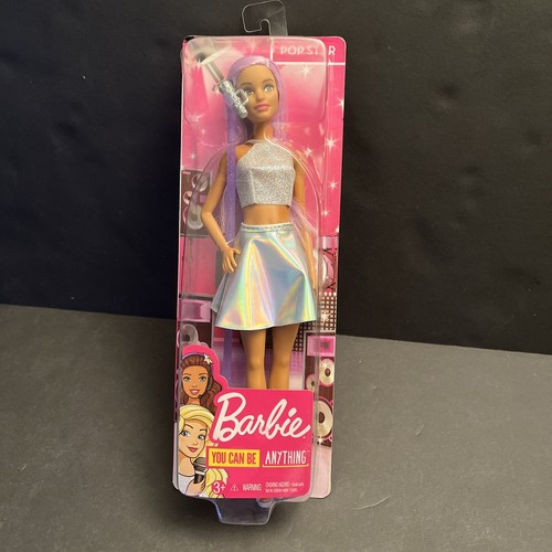 Barbie Popstar Puppe Sie können alles sein mit Mikrofon hellviolett Haar! NEU