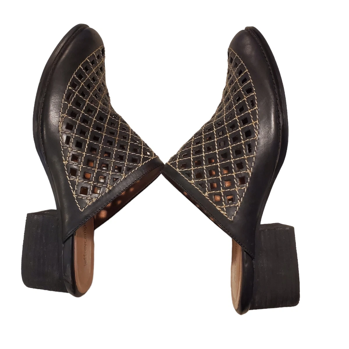 Jeffrey Campbell Favela Perforated Mule Slides Black Size 9.5